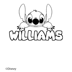 Coloriage pr&eacute;nom WILLIAMS - d&eacute;cor Stitch
