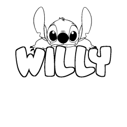 Coloriage prénom WILLY - décor Stitch