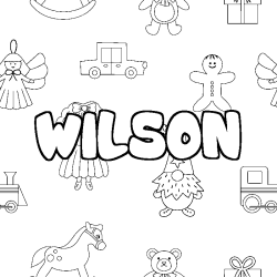 Coloriage prénom WILSON - décor Jouets