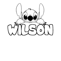 Coloriage prénom WILSON - décor Stitch