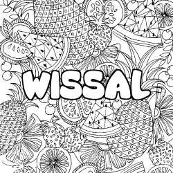 Coloriage prénom WISSAL - décor Mandala fruits