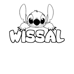 Coloriage prénom WISSAL - décor Stitch