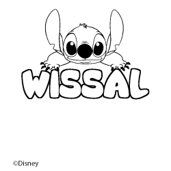 Coloriage pr&eacute;nom WISSAL - d&eacute;cor Stitch