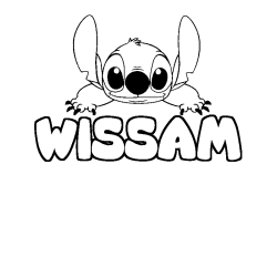 Coloriage prénom WISSAM - décor Stitch