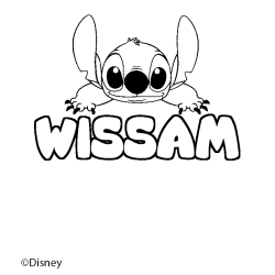 Coloriage pr&eacute;nom WISSAM - d&eacute;cor Stitch