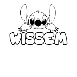 Coloriage prénom WISSEM - décor Stitch