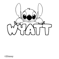 Coloriage pr&eacute;nom WYATT - d&eacute;cor Stitch