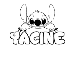 Coloriage prénom YACINE - décor Stitch