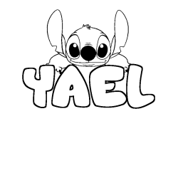 Coloriage prénom YAEL - décor Stitch