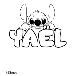 Coloriage pr&eacute;nom YA&Euml;L - d&eacute;cor Stitch