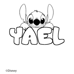 Coloriage pr&eacute;nom YAEL - d&eacute;cor Stitch