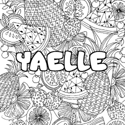 Coloriage prénom YAELLE - décor Mandala fruits
