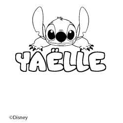 Coloriage pr&eacute;nom YA&Euml;LLE - d&eacute;cor Stitch
