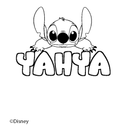 Coloriage pr&eacute;nom YAHYA - d&eacute;cor Stitch