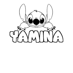 Coloriage prénom YAMINA - décor Stitch