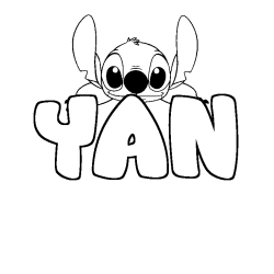Coloriage prénom YAN - décor Stitch