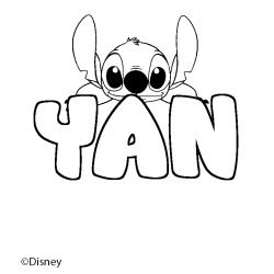 Coloriage pr&eacute;nom YAN - d&eacute;cor Stitch