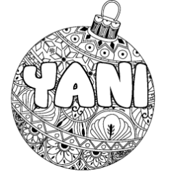 Coloriage pr&eacute;nom YANI - d&eacute;cor Boule de No&euml;l