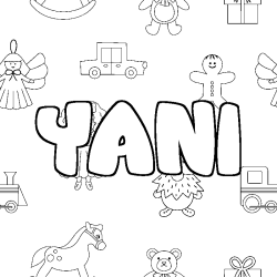Coloriage prénom YANI - décor Jouets
