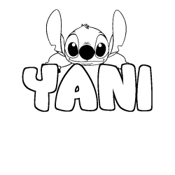 Coloriage prénom YANI - décor Stitch