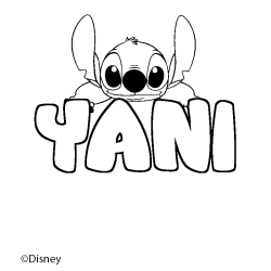 Coloriage pr&eacute;nom YANI - d&eacute;cor Stitch