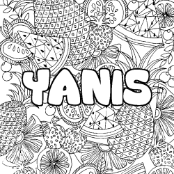 Coloriage prénom YANIS - décor Mandala fruits