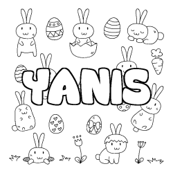 Coloriage pr&eacute;nom YANIS - d&eacute;cor Paques