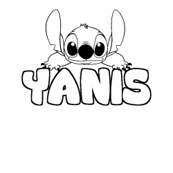 Coloriage prénom YANIS - décor Stitch