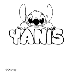 Coloriage pr&eacute;nom YANIS - d&eacute;cor Stitch