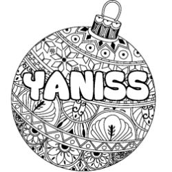 Coloriage prénom YANISS - décor Boule de Noël