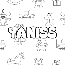 Coloriage pr&eacute;nom YANISS - d&eacute;cor Jouets