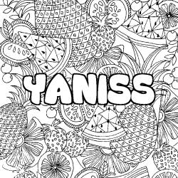 Coloriage prénom YANISS - décor Mandala fruits