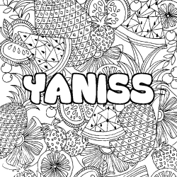 Coloriage pr&eacute;nom YANISS - d&eacute;cor Mandala fruits