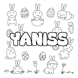 Coloriage pr&eacute;nom YANISS - d&eacute;cor Paques