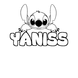 Coloriage prénom YANISS - décor Stitch