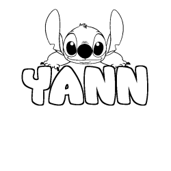 Coloriage prénom YANN - décor Stitch