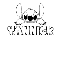Coloriage prénom YANNICK - décor Stitch