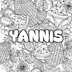 Coloriage pr&eacute;nom YANNIS - d&eacute;cor Mandala fruits