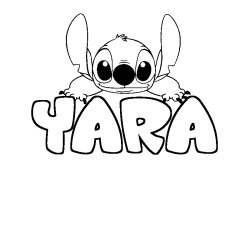 Coloriage prénom YARA - décor Stitch