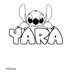 Coloriage pr&eacute;nom YARA - d&eacute;cor Stitch
