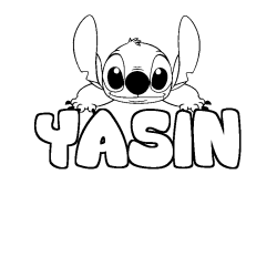 Coloriage prénom YASIN - décor Stitch