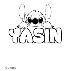 Coloriage pr&eacute;nom YASIN - d&eacute;cor Stitch