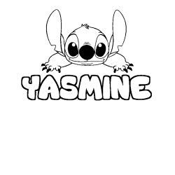 Coloriage prénom YASMINE - décor Stitch