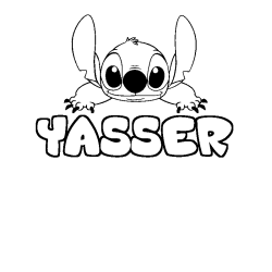 Coloriage prénom YASSER - décor Stitch