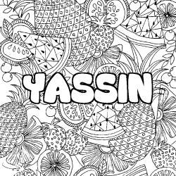 Coloriage prénom YASSIN - décor Mandala fruits