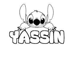 Coloriage prénom YASSIN - décor Stitch