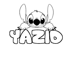 Coloriage prénom YAZID - décor Stitch