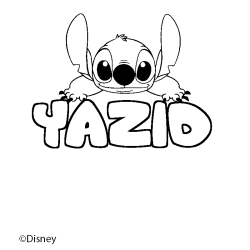 Coloriage pr&eacute;nom YAZID - d&eacute;cor Stitch