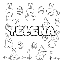 Coloriage pr&eacute;nom YELENA - d&eacute;cor Paques