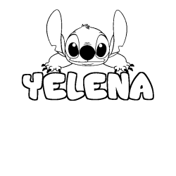 Coloriage prénom YELENA - décor Stitch
